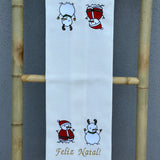 Pano com 2 bordados - Bonecos de Neve